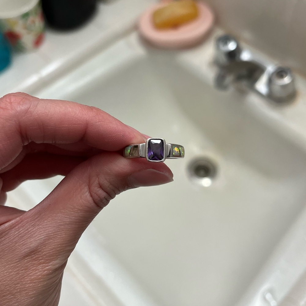 Silver Ring with Purple Stone